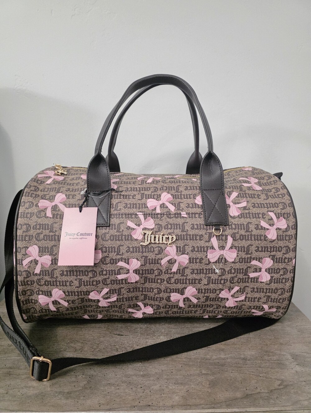 Juicy Couture Simply Sweet Dark Brown And Pink Bows Weekender